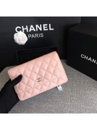 Best Replica Chanel WOC Flap Bag Light Pink Original Sheepskin Leather 33814 Silver HY22098zU69