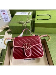 Best Replica Gucci GG Marmont mini top handle bag 583571 Dark red HY13338zU69