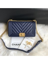 Boy Chanel Flap Bag Original Chevron Leather A67086V Blue HY1662Yr55