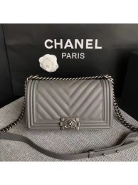 Boy Chanel Flap Bag Original Chevron Leather A67086V Grey HY1789yC28