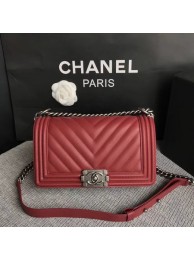 Boy Chanel Flap Bag Original Chevron Leather A67086V Red HY11928dN21
