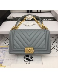Boy Chanel Flap Bag Original Chevron Leather Gray A67086V Frosted Golden Buckle HY9800oJ62