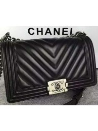 Boy Chanel Flap Bag Original Chevron Sheepskin Leather A5708 Black HY11400hc46