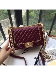 Boy Chanel Flap Bag Original Leather B67086 Wine HY15500nU55