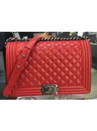 Boy Chanel Flap Bag Red Original Sheepskin Leather A67088 Silver HY19182Yr55