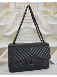Boy Chanel Flap Bag Sheepskin Chevron Quilting A64306 Black HY21458Ty85