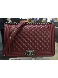 Boy Chanel Flap Bag Wine Original Sheepskin Leather A67088 Silver HY20153vN22