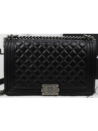 Boy Chanel Flap Bags Original Black Sheepskin Leather A67088 Silver HY1477su78