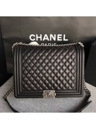 Boy Chanel Flap Shoulder Bag Black Original Sheepskin Leather A67087 Silver HY15031VF54