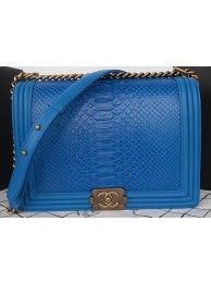 Boy Chanel Flap Shoulder Bag Blue Python Leather A67087 Gold HY2062Yf79
