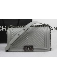 Boy Chanel Flap Shoulder Bag Herringbone Stitching A92493 Grey HY8899MO84