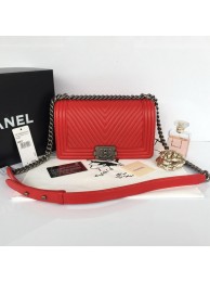 Boy Chanel Flap Shoulder Bag Herringbone Stitching A92828 Red HY26087np57