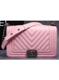 Boy Chanel Flap Shoulder Bag Herringbone Stitching CHA6817 Pink HY9364Yo25