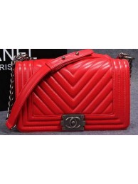 Boy Chanel Flap Shoulder Bag Herringbone Stitching CHA6817 Red HY894LG44