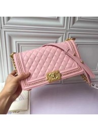 Boy Chanel Flap Shoulder Bag Original Sheepskin Leather A67086 Pink HY12186HW50