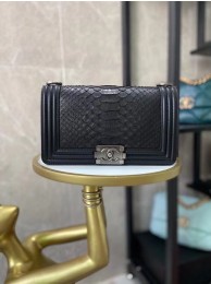 Boy Chanel Flap Shoulder Bag original Snake leather AS67086 black & Silver-Tone Metal HY1738cP15