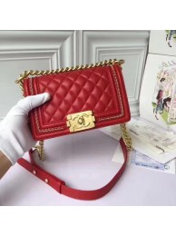 Boy Chanel Flap Shoulder Bag Sheepskin Leather A67085E Red HY6030yx89
