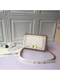 Boy Chanel Flap Shoulder Bag Sheepskin Leather A67085E White HY15610TV86