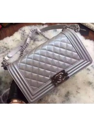 Boy Chanel Flap Shoulder Bag Sheepskin Leather A67189 Grey HY9238pA42