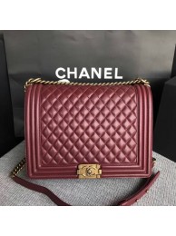 Boy Chanel Flap Shoulder Bag Wine Original Sheepskin Leather A67087 Gold HY25364DI37