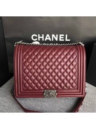 Boy Chanel Flap Shoulder Bag Wine Original Sheepskin Leather A67087 Silver HY16801DV39