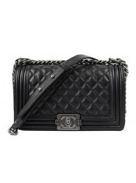Boy Chanel Flap Shoulder Bags Black Original Cannage Pattern A67025 Silver HY20715nB26