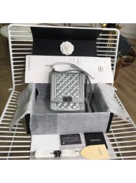 Boy chanel handbag Goatskin & Ruthenium-Finish Metal AS0130 Silver HY10635Lp50