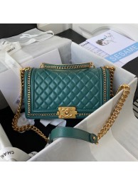 BOY CHANEL HANDBAG Gold-Tone Metal A67086 green HY19286OG45