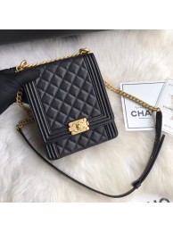 Boy chanel handbag Grained Calfskin & Gold-Tone Metal AS0130 black HY12334Gw67