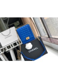 Boy chanel handbag Grained Calfskin & Gold-Tone Metal AS0130 blue HY19710Sy67