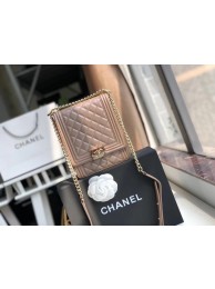 Boy chanel handbag Grained Calfskin & Gold-Tone Metal AS0130 brown HY3936tL32