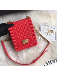 Boy chanel handbag Grained Calfskin & Gold-Tone Metal AS0130 red HY19833lq41