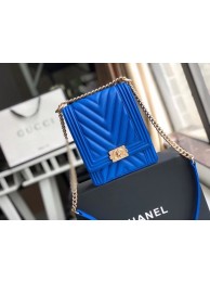 Boy chanel handbag Grained Calfskin & Gold-Tone Metal VS0130 blue HY4270ki86