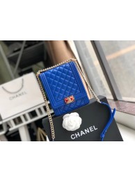 Boy chanel handbag Patent leather & Gold-Tone Metal AS0130 blue HY25181vm49