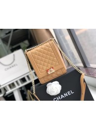 Boy chanel handbag Sheepskin & Gold-Tone Metal AS0130 Camel HY20262EC68