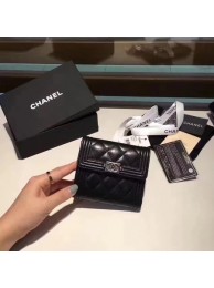 Boy Chanel Matelasse Bi-Fold Wallet Sheepskin CHA5261 Black HY275nB26