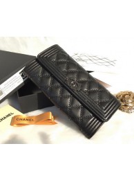 Boy Chanel Matelasse Long Wallet Original Sheepskin Leather A80376 Black HY25550Sy67