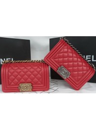 Boy Chanel mini Flap Bag Original Cannage Pattern A67085 Dark Red HY5465vK93