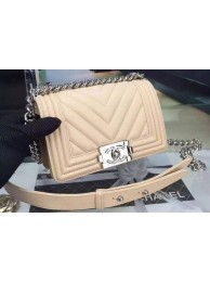 Boy Chanel mini Flap Bag Original Chevron Nubuck Leather A5707 Apricot HY11570ki86