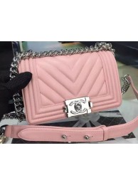 Boy Chanel mini Flap Bag Original Chevron Nubuck Leather A5707 Pink HY10853Xw85