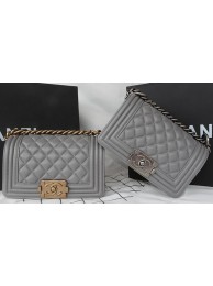 Boy Chanel mini Flap Bag Original Sheepskin A67085 Grey HY11554Yo25