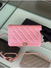 BOY CHANEL Original Wallet on Chain & Gold-Tone Metal B80287 Pink HY890Kn56