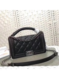 Boy Chanel Top Flap Bag Original Chevron Sheepskin A67085 Black HY10286VF54