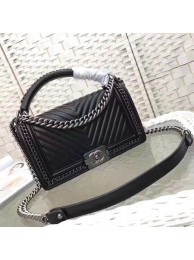 Boy Chanel Top Flap Bag Original Chevron Sheepskin A67088 Black HY22330Wi77