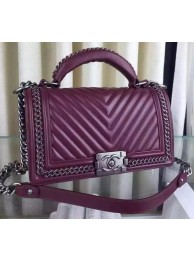 Boy Chanel Top Flap Bag Original Chevron Sheepskin A67088 Burgundy HY13590hc46