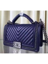 Boy Chanel Top Flap Bag Original Chevron Sheepskin A67088 Royal HY7352jo45