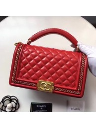 Boy Chanel Top Handle Flap Bag Original Sheepskin Leather A94804 Red HY10717dw37