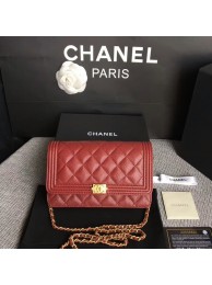 Boy Chanel WOC Flap Bag Original Calfskin Leather CHA6040 Dark Red HY14578hI90
