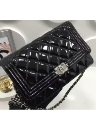 Boy Chanel WOC mini Flap Bags Patent Leather A33815 Black HY24031OG45