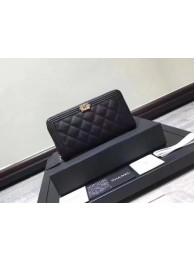 Boy Chanel Zip Around Wallet Black Cannage Pattern CHA5264 Gold HY23168JD28